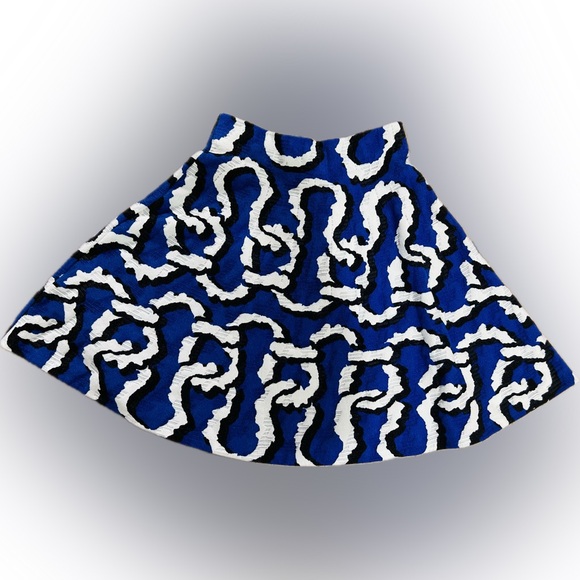 EUC Kenzo SZ XS blue/black/white fit & flare mini skirt/waist 22”-28”/length 17” - Picture 2 of 6